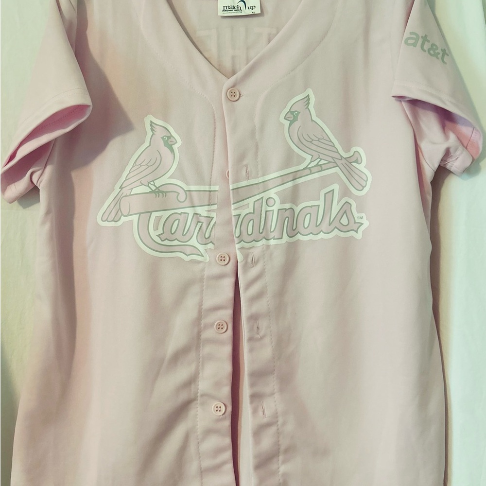 Pink Cardinals Button-Up Jersey